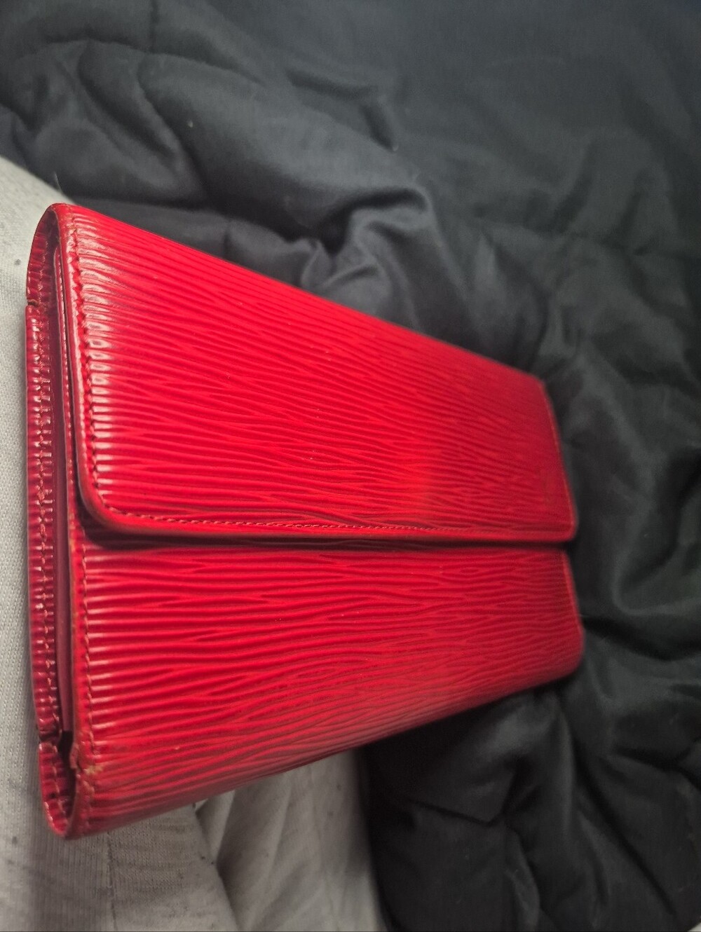 Louis Vuitton red epi Long Wallet  Authentic